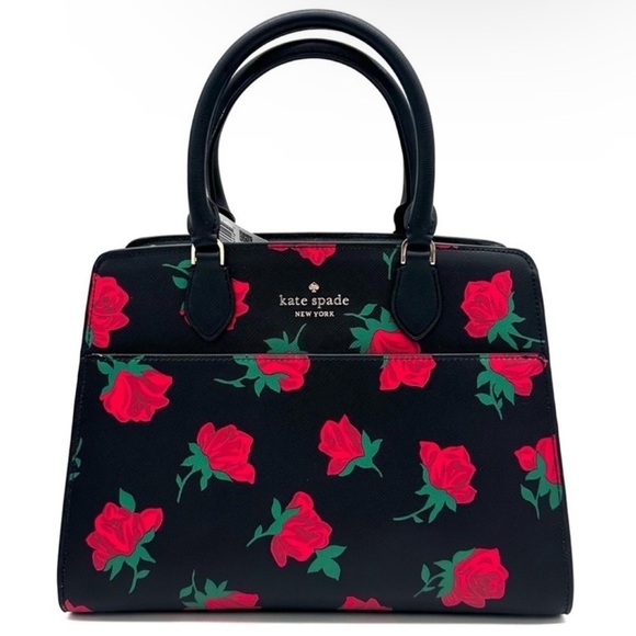 Kate Spade Madison Saffiano Leather Medium Satchel Bag Black Multi